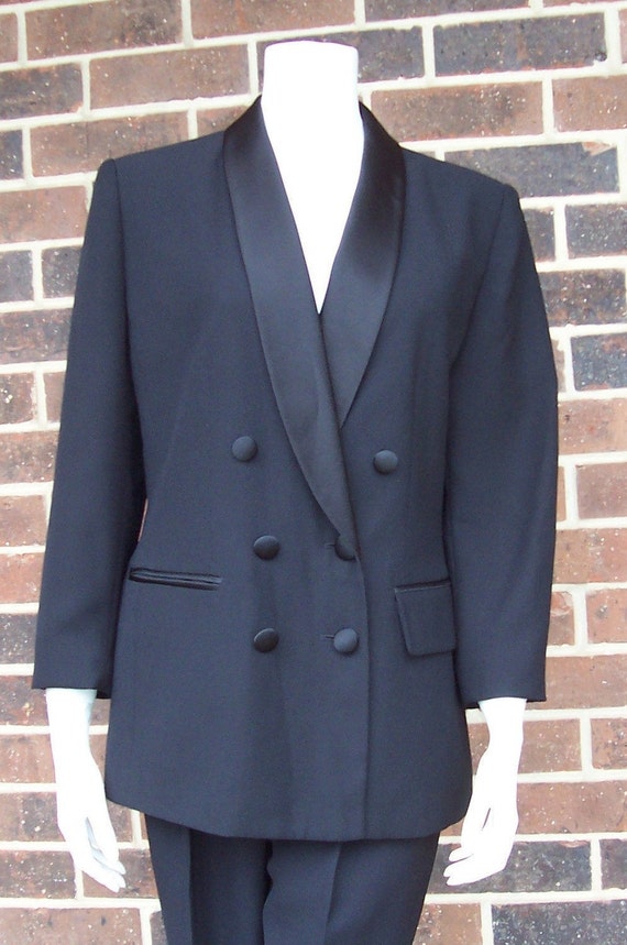 Items similar to 80s Prom Black Tuxedo Suit Womens Size 10 petite on Etsy