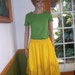 Vintage Sunny Yellow 60s 70s Rockabilly Swing Circle Skirt with pin Stripes design