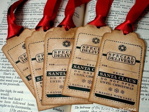 Items similar to Special Delivery Christmas Tags from Santa/ Christmas Labels/ Gift Tags SET of