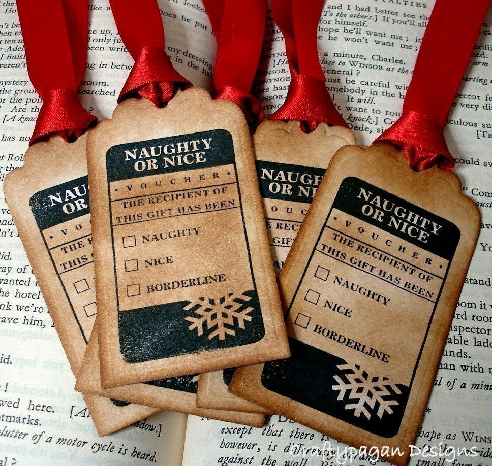 Christmas Gift Tags/ Naughty or Nice Santa Xmas Tags/ Fun