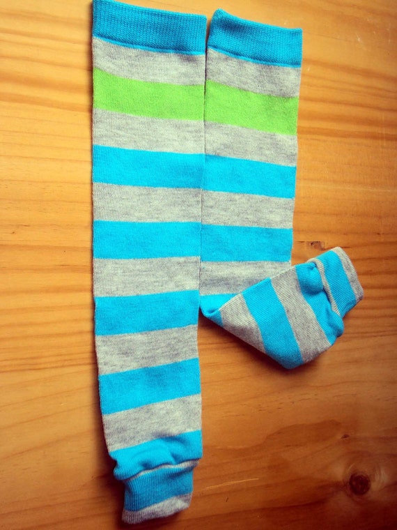 Free Shipping Today Baby Leg Warmers Blue and Grey Striped