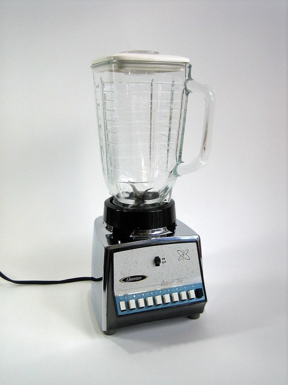 Chrome Galaxie Ten OSTERIZER Blender with Cookbook 60s