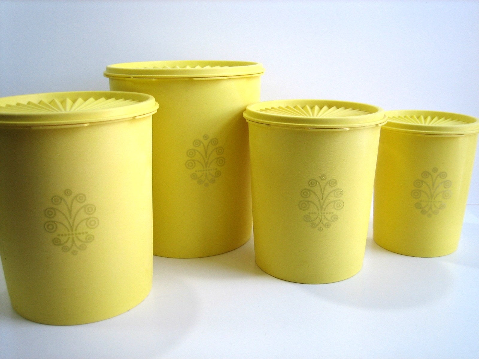 Tupperware Pc Nesting Canister Set Lids Lemon Yellow My XXX Hot Girl   Il Fullxfull.125339616 