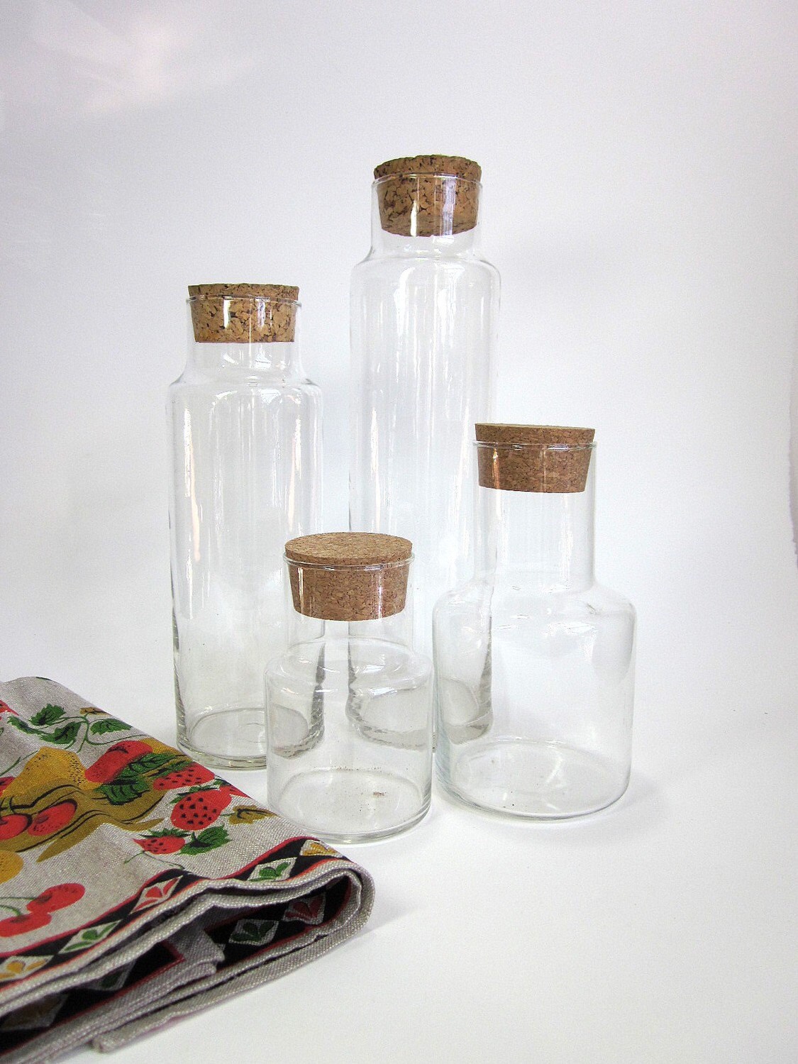LIBBEY InKeepers Glass Canisters with Cork Lids 70s