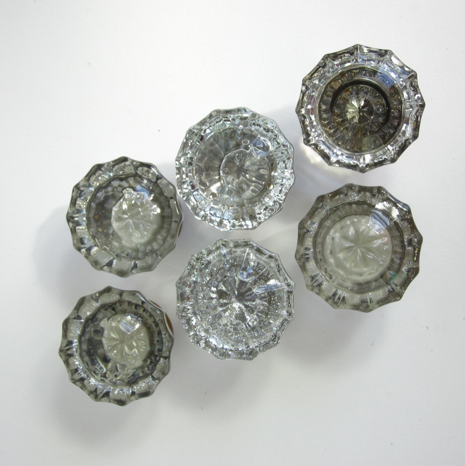 Antique Glass Door Knobs / Set of 6 / Repurpose Drawer Pulls