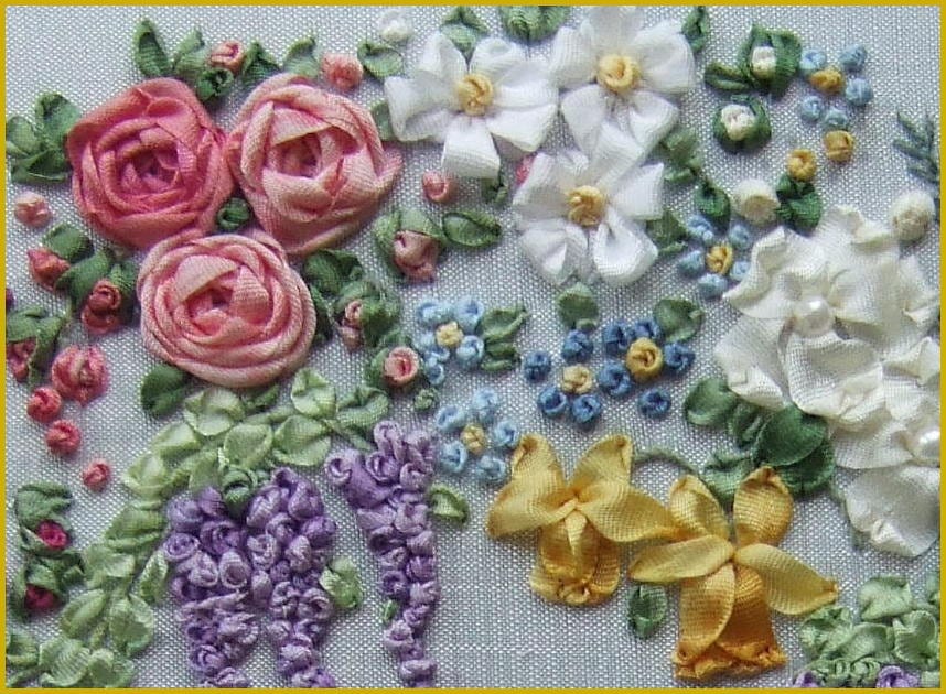 Pdf Garland Of Silk Ribbon Flowers Pattern For Silk Ribbon 2552