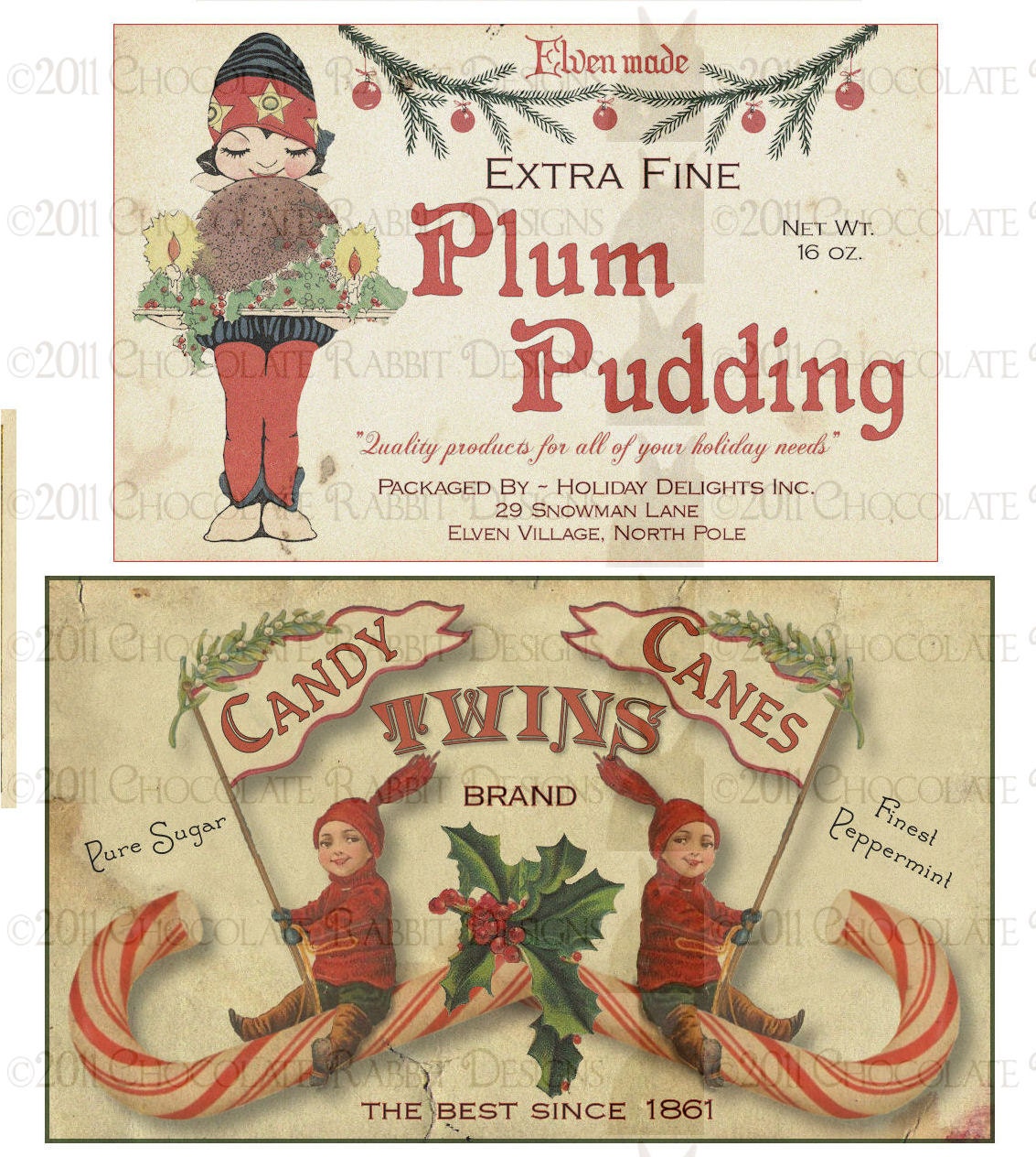 Christmas Treats Vintage Labels Download Digital High