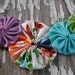 yo-yo flower necklace, silk, cotton, handmade. spring rainbow