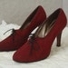 Reserved for goudanmama 1940s lace up high heel shoes - dark red suede leather pumps by Valley Shoes