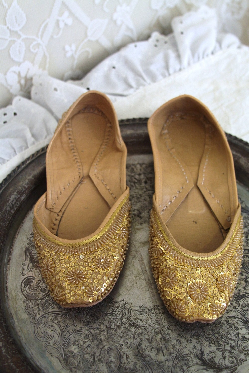 SALE Stunning BOLLYWOOD Indian leather beaded shoes lots of