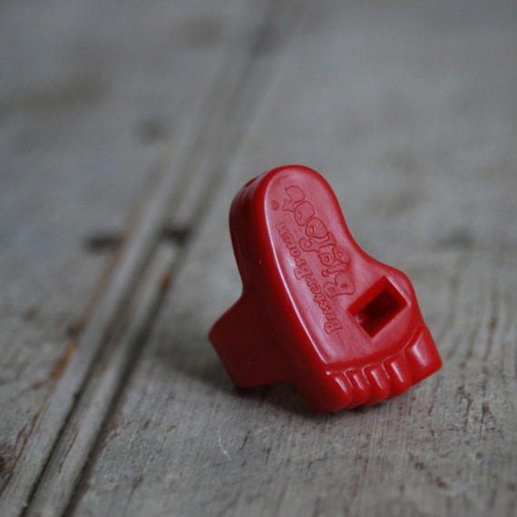 Vintage red Buster Brown whistle big foot ring SASQUATCH