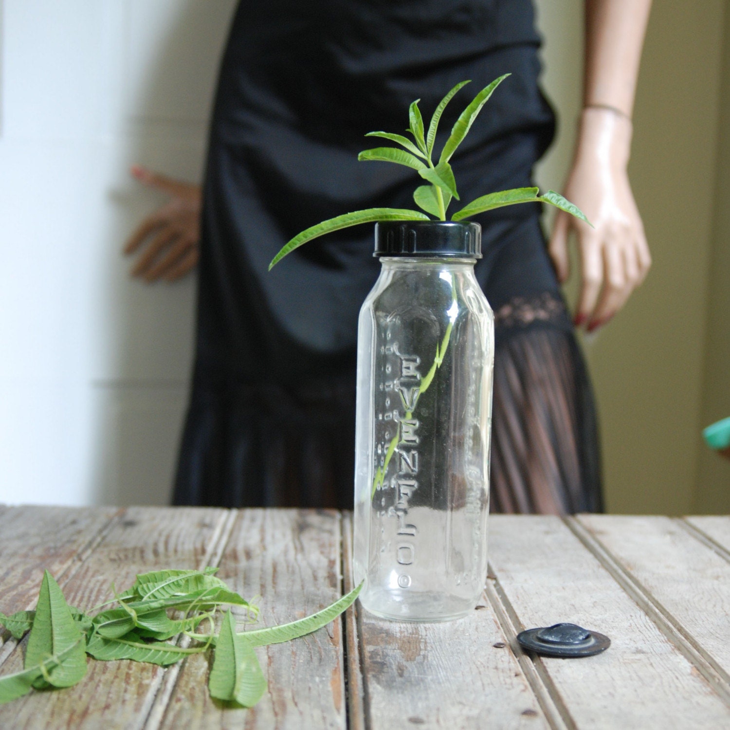 Antique Glass Baby Bottle beauuutiful bud vase