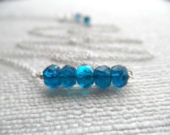 Large apatite rondelle necklace - apatite necklace - silver necklace - K A T E 038