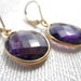 Large amethyst earrings - purple earrings - gold earrings - E A R R I N G S