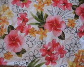 White with Yellow and Pink Floral Swimsuit Fabric