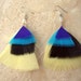 Colorful Feather Earrings - Aztec Print, Tribal Print, Beaded Feather Earrings - Isosceles (Ready To Ship)