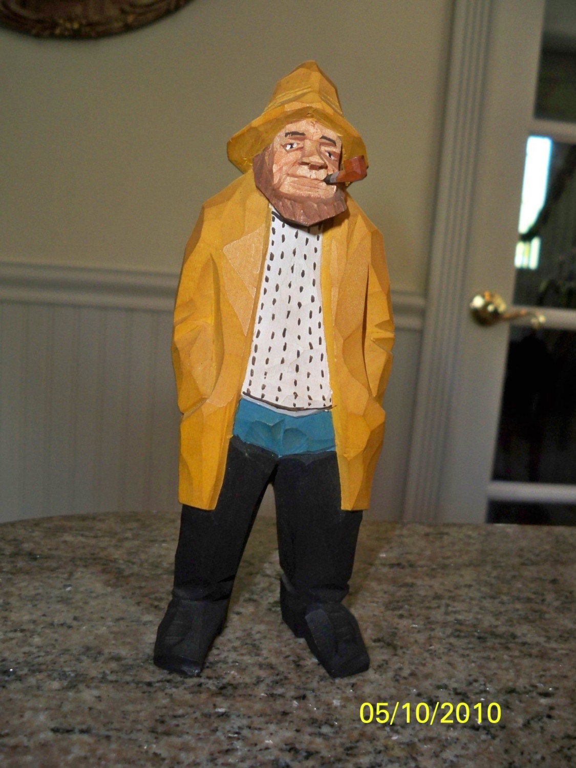 Vintage/ Antique Handcarved Wooden Gorton Fisherman