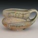 shino oribe celadon gold luster dotted mug