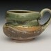 shiny and matte copper glazed mug with gold luster
