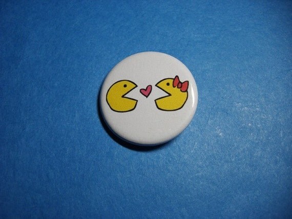 Pac Man Love Pinback Button Or Magnet 