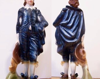 Blue Boy Figurine, Florence Ceramics, Pasadena California, 1950s Pottery, Blue Boy Pinkie, Thomas Gainsborough, Vintage, Ceramic Figurine