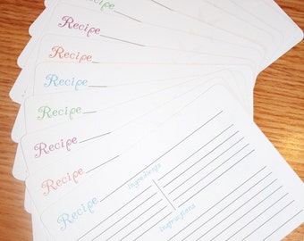 Recipe Cards - Flower Recipe Cards - Cute Recipe Cards - Colorful Recipe Cards - set of 12