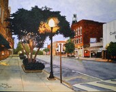 The Town Clock at Statesville North Carolina Print from the Original Watercolor by Michael Joe Moore