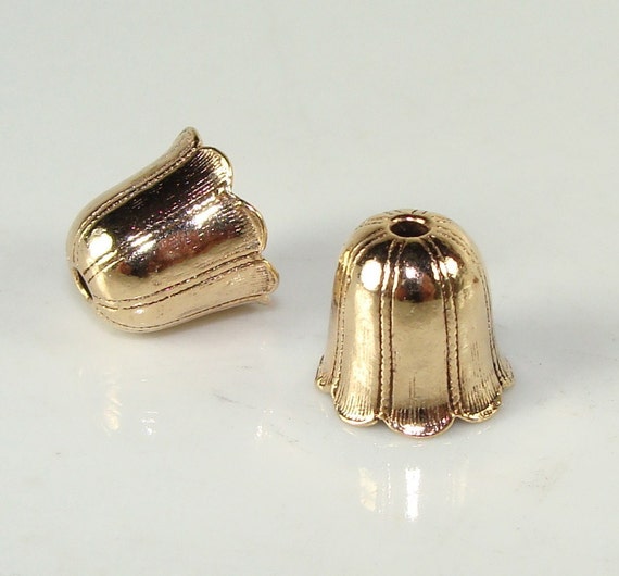 10 Pieces BELL End Cap Gold Cone Jewelry Bead Cap by beadgiant