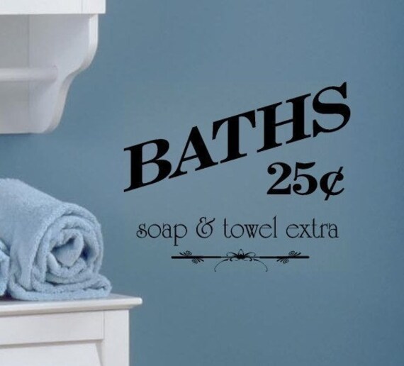Old Fashion Bath Sign vinyl wall decal sticker by FreckledHound