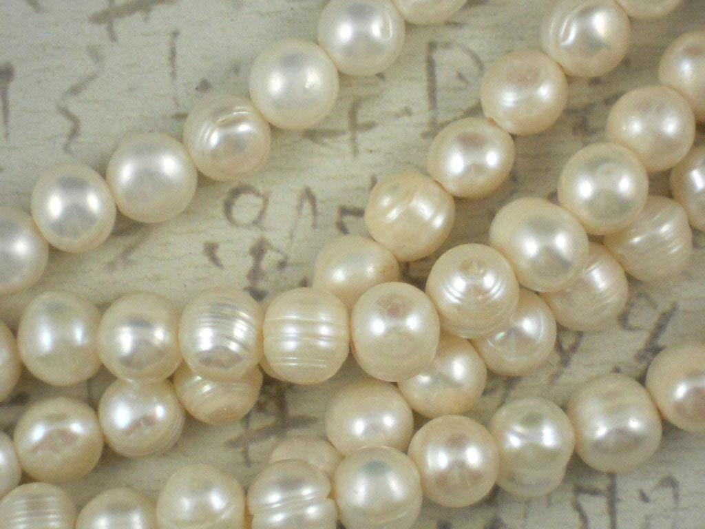 Real Pearls Large 2mm Hole Creamy White Baroque Round Potato