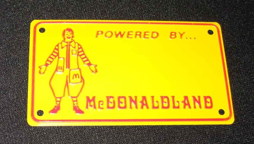 Vintage McDonalds McDonaldland License Plate
