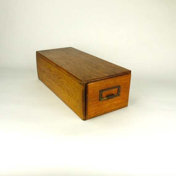 Antique Oak Library Card File Box by DailyMemorandum on Etsy