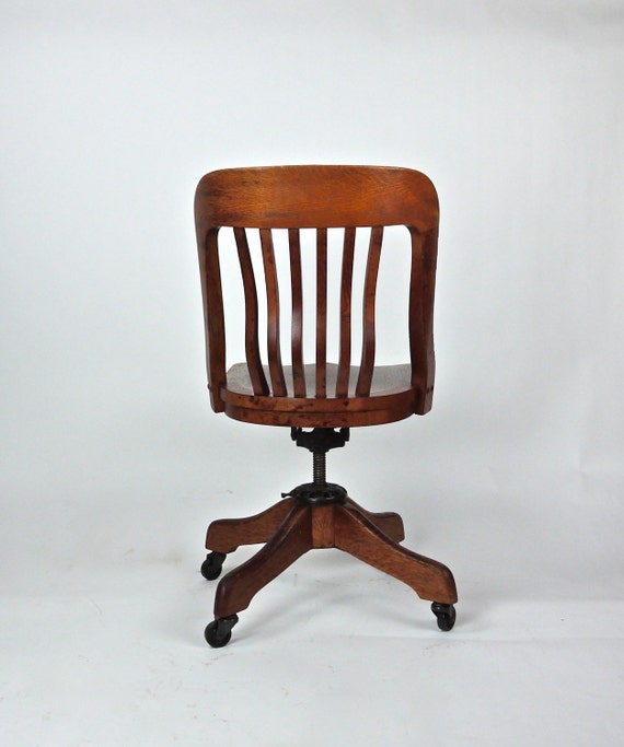 Antique Milwaukee Chair Co Oak Deco Desk Office Library Swivel