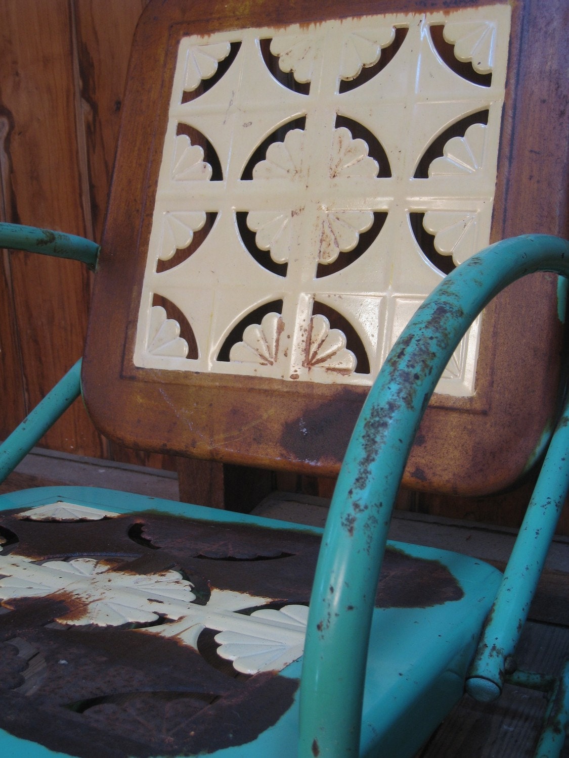 Vintage 1950s Metal Lawn Porch Glider Patio Chairs