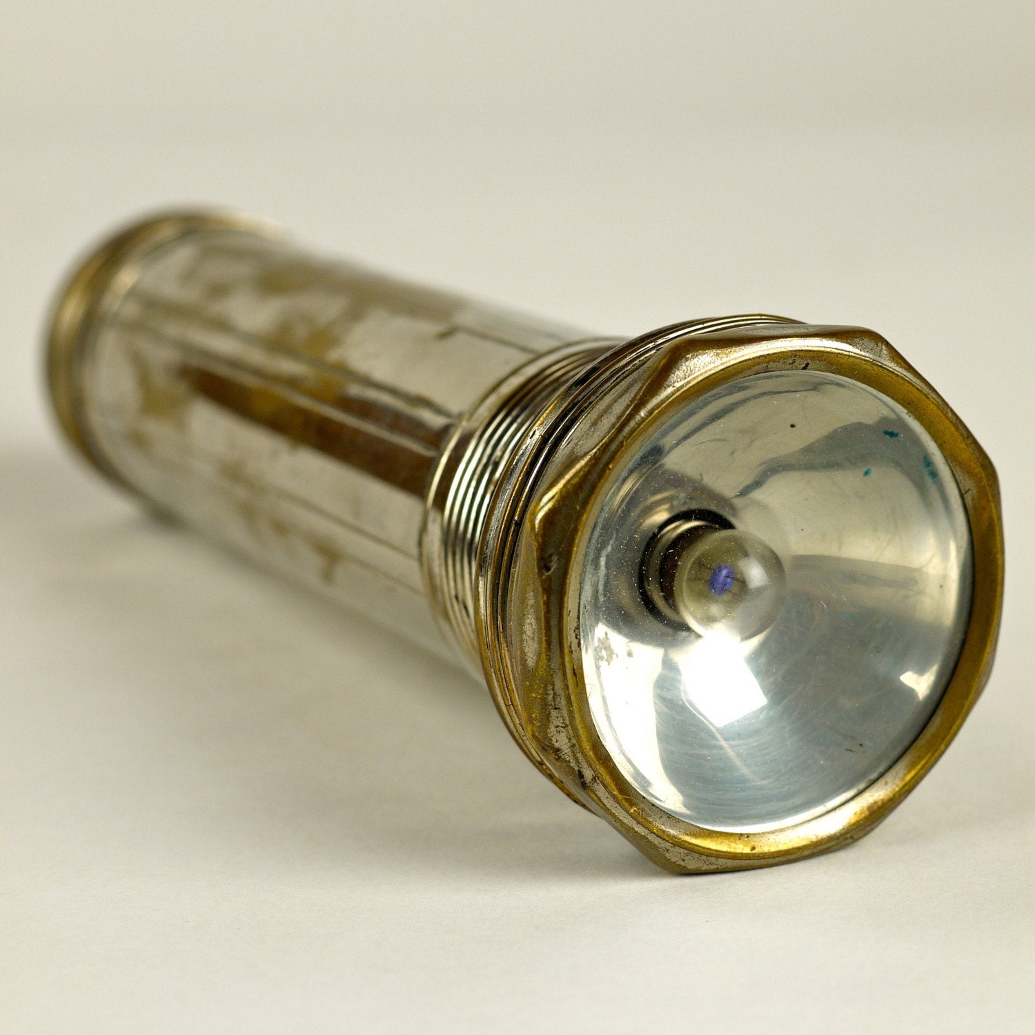 Antique Aurora Art Deco Nickel Plated 1930 Torch Flashlight