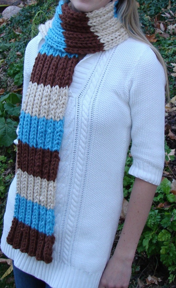 thick ribbed knit striped scarf