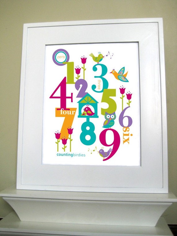 Digital Download Printable Wall Art 8x10 kids Numbers  room 