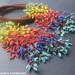 Rainbow Fringe Necklace. Leafy Cascade Handmade Rope Lariat with Multicolor Beaded Fringe