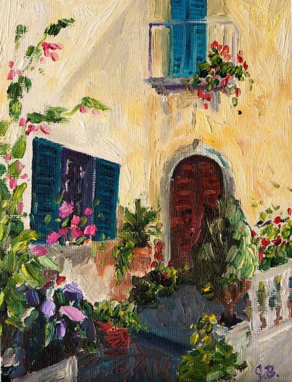 Art Print of Original Oil Painting Tuscany Italy 5x7