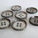 Vintage Plastic Buttons, 7 Grey with Black Edge Plastic Vintage Buttons, 3/4 inch