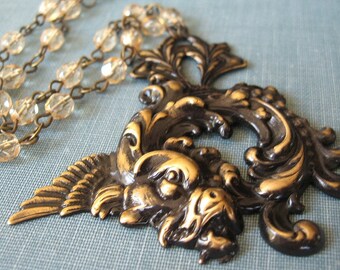 Luck - Black gold dragon necklace - Elysia