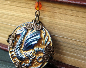 Thevetat - Blue gold dragon necklace - Elysia