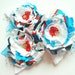 Aqua blue-navy blue-red-white-Nautical flowers-Set of three-Weddings Accessories Brooch Hair Corsage Sash-Bride,bridesmaids,beach weddings