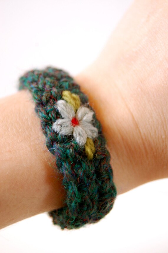 Crocheted Flower Wristband Pick a Color