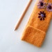 Felted Pencil Case - Mustard Yellow Wool with Flower Embroidery
