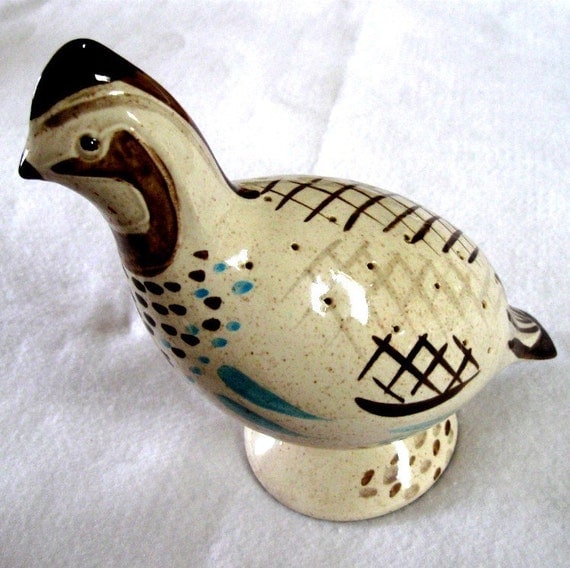 Vintage Red Wing Pottery Bob White Quail Bird Hors Doeuvres