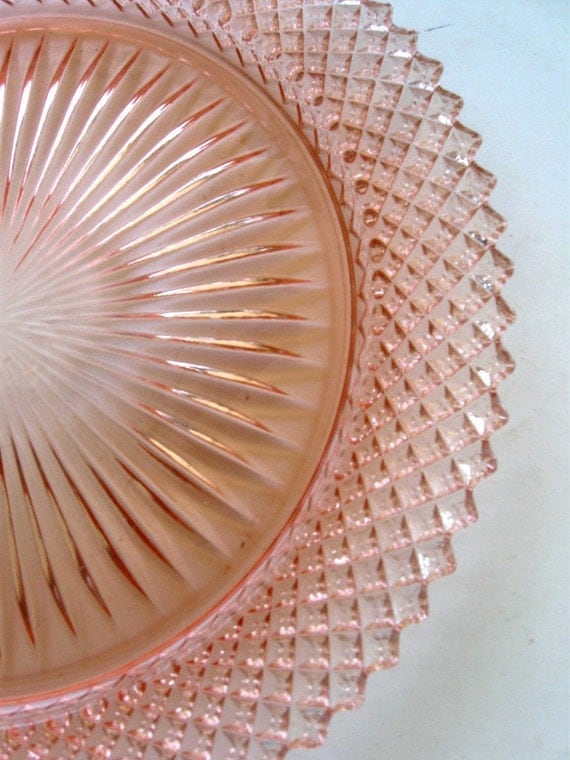 Vintage Dinner Plate Pink Depression Glass Miss America