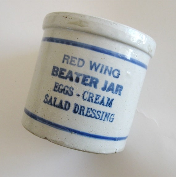Vintage Crock Red Wing Beater Stoneware Jar 1920s by CinfulOldies