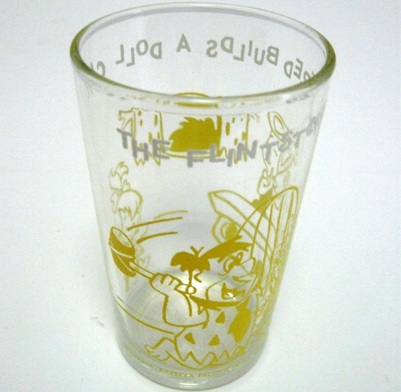 Vintage Welch's Jelly Glass Jar Flintstones Fred Wilma