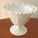 Vintage Milk Glass Wedding Compote Vase Lattice Open Lace Pedestal Grape Design